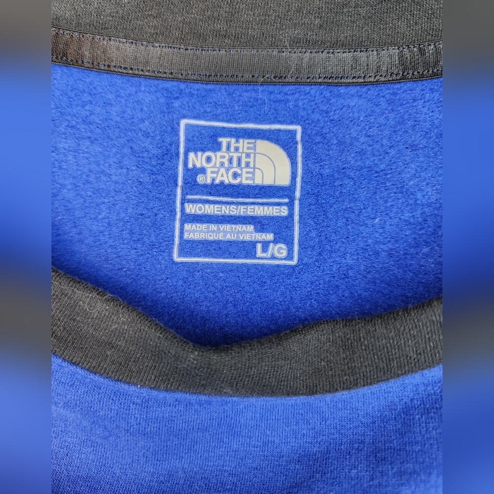 The North Face colorblock logo sweatshirt sodalite blue Lg women's - Picture 3 of 7